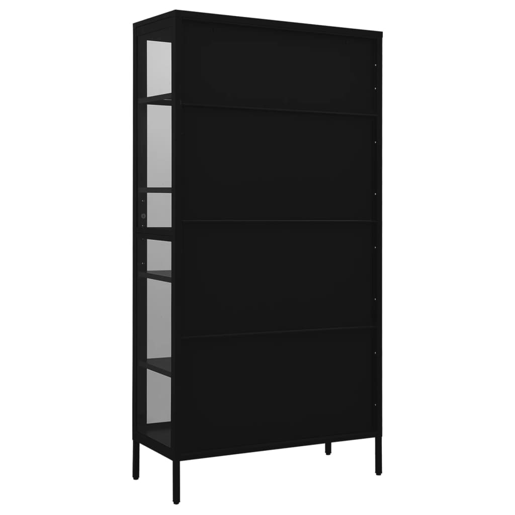 Vitrine Schwarz 90x40x180 cm Stahl und Gehärtetes Glas - Pazzar.ch