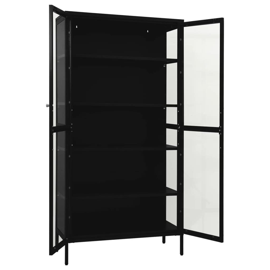 Vitrine Schwarz 90x40x180 cm Stahl und Gehärtetes Glas - Pazzar.ch