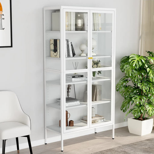 Vitrine Weiß 90x40x180 cm Stahl und Gehärtetes Glas - Pazzar.ch