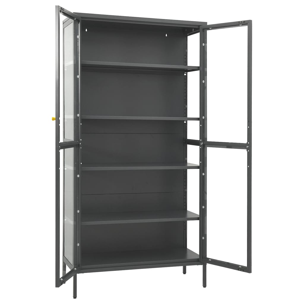 Vitrine Anthrazit 90x40x180 cm Stahl und Gehärtetes Glas - Pazzar.ch