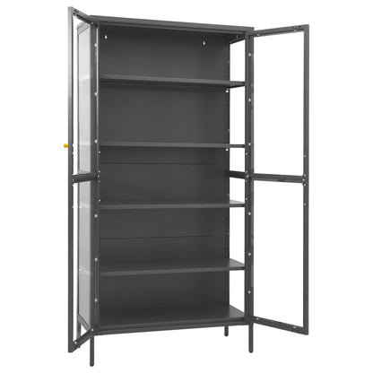 Vitrine Anthrazit 90x40x180 cm Stahl und Gehärtetes Glas - Pazzar.ch