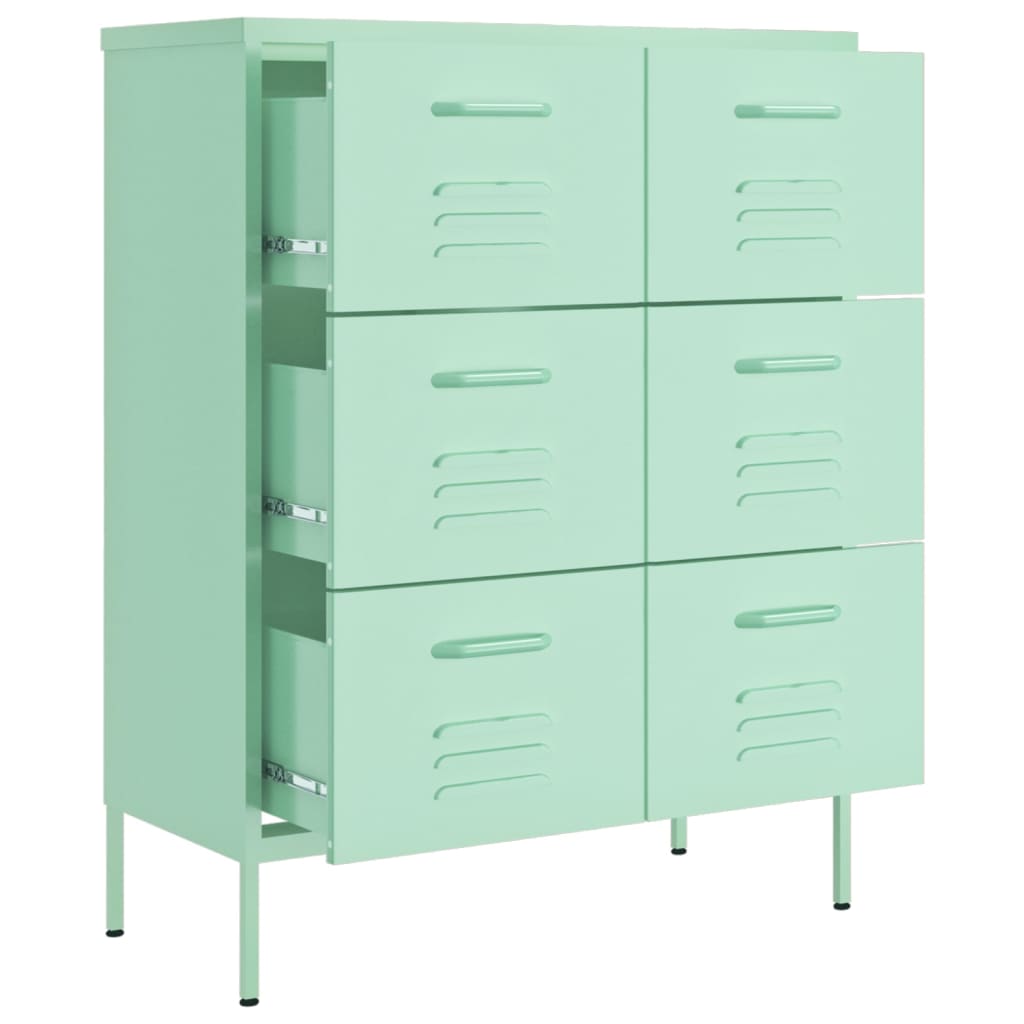 Schubladenschrank Minzgrün 80x35x101,5 cm Stahl - Pazzar.ch