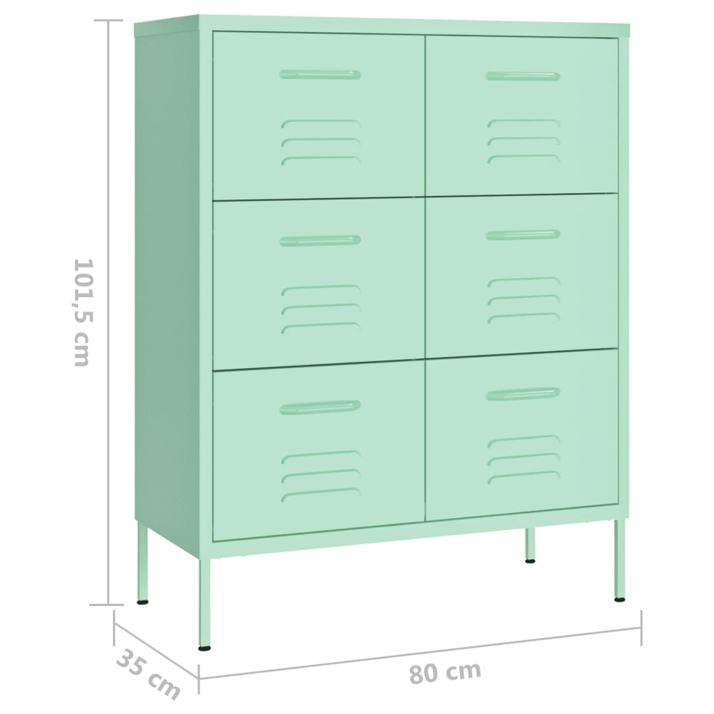 Schubladenschrank Minzgrün 80x35x101,5 cm Stahl - Pazzar.ch
