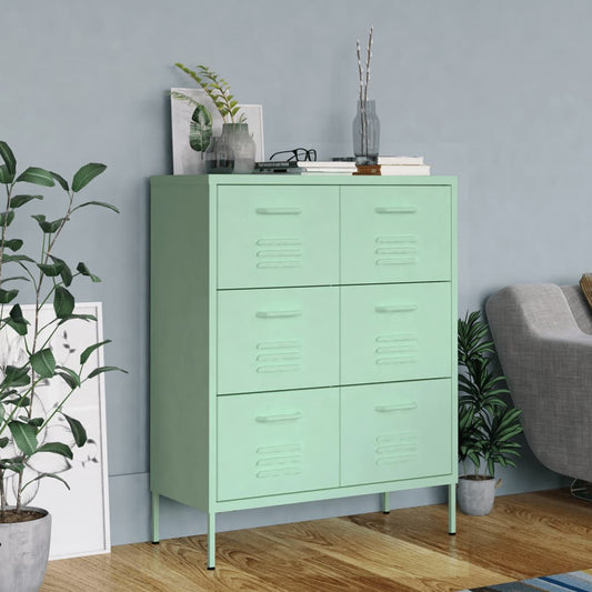 Schubladenschrank Minzgrün 80x35x101,5 cm Stahl - Pazzar.ch