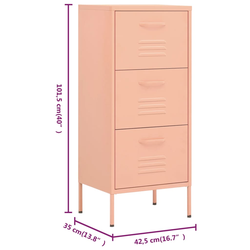 Lagerschrank Rosa 42,5x35x101,5 cm Stahl - Pazzar.ch