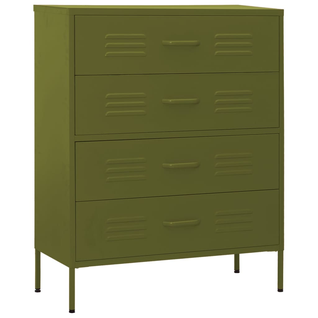 Kommode Olivgrün 80x35x101,5 cm Stahl - Pazzar.ch