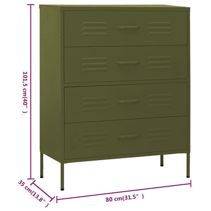 Kommode Olivgrün 80x35x101,5 cm Stahl - Pazzar.ch