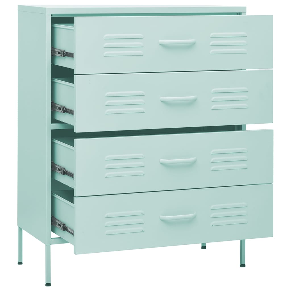 Kommode Minzgrün 80x35x101,5 cm Stahl - Pazzar.ch