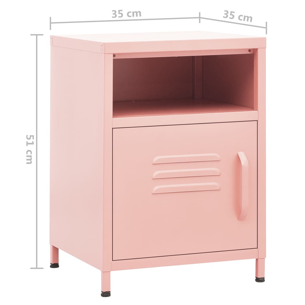 Nachttisch Rosa 35x35x51 cm Stahl - Pazzar.ch