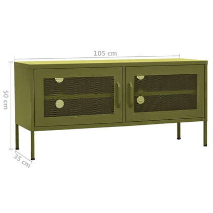 TV-Schrank Olivgrün 105x35x50 cm Stahl - Pazzar.ch