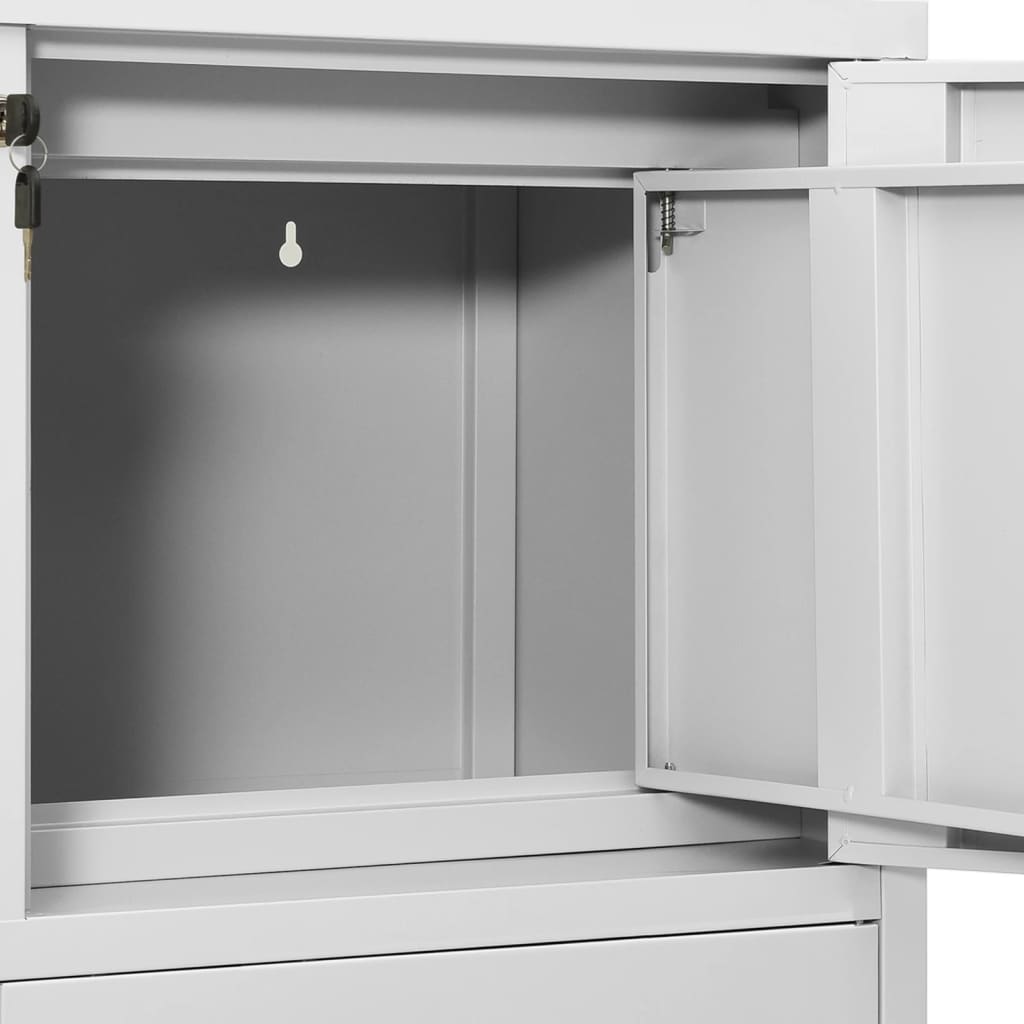 Büroschrank Hellgrau 90x40x102 cm Stahl - Pazzar.ch