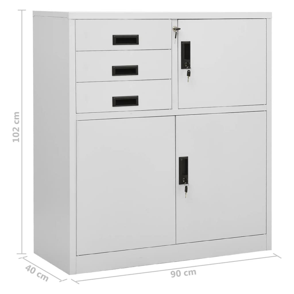 Büroschrank Hellgrau 90x40x102 cm Stahl - Pazzar.ch