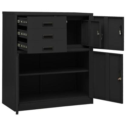 Büroschrank Anthrazit 90x40x102 cm Stahl - Pazzar.ch
