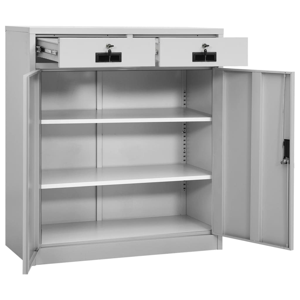 Büroschrank Hellgrau 90x40x102 cm Stahl - Pazzar.ch