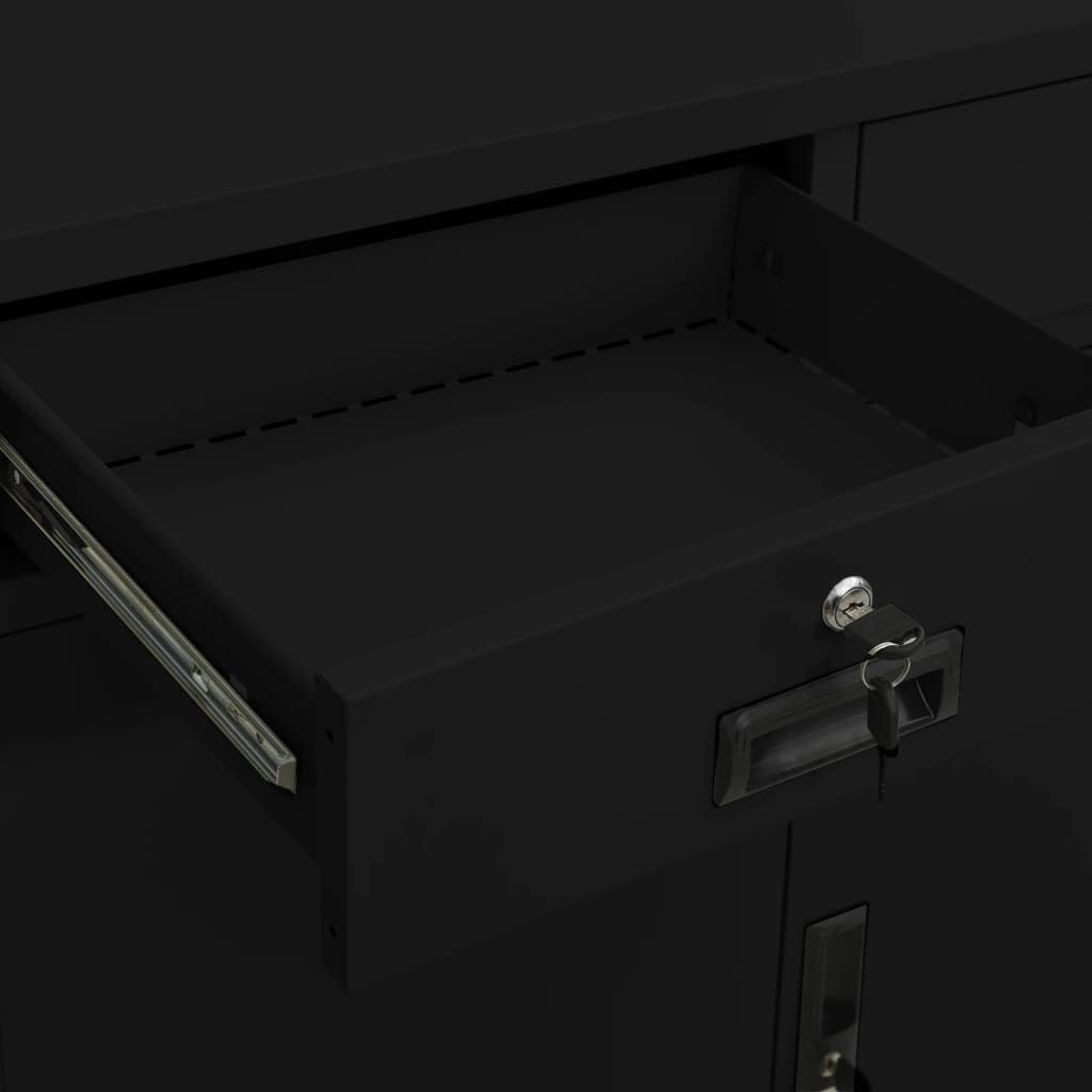 Büroschrank Schwarz 90x40x102 cm Stahl - Pazzar.ch