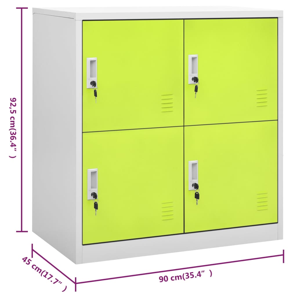 Schließfachschrank Hellgrau und Grün 90x45x92,5 cm Stahl