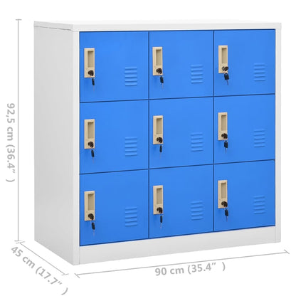 Schließfachschrank Hellgrau und Blau 90x45x92,5 cm Stahl - Pazzar.ch