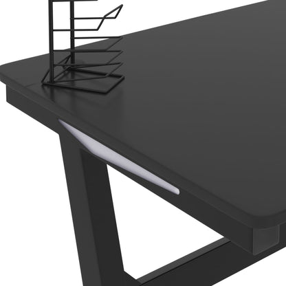 Gaming-Schreibtisch mit LED und Z-Gestell Schwarz 110x60x75 cm - Pazzar.ch