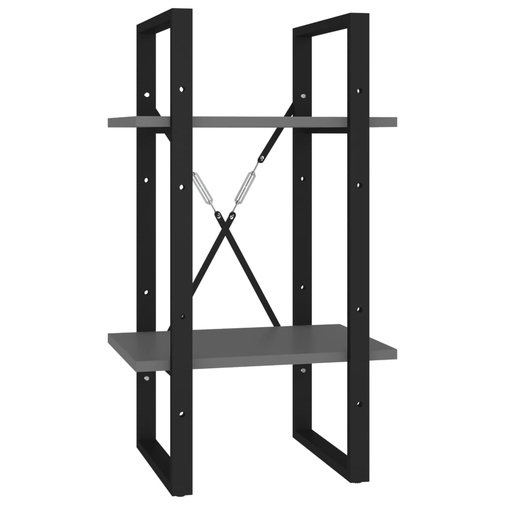 Bücherregal 2 Fächer Grau 40x30x70 cm Holzwerkstoff - Pazzar.ch