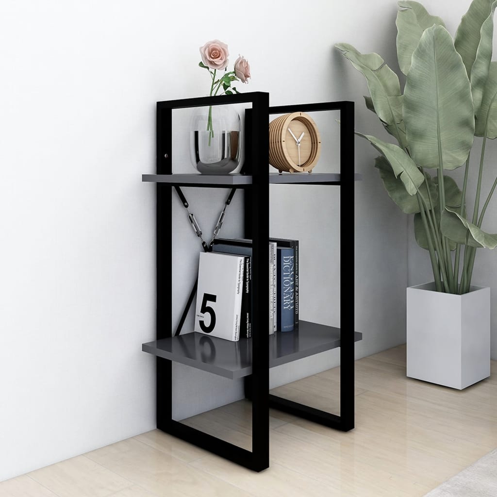 Bücherregal 2 Fächer Grau 40x30x70 cm Holzwerkstoff - Pazzar.ch