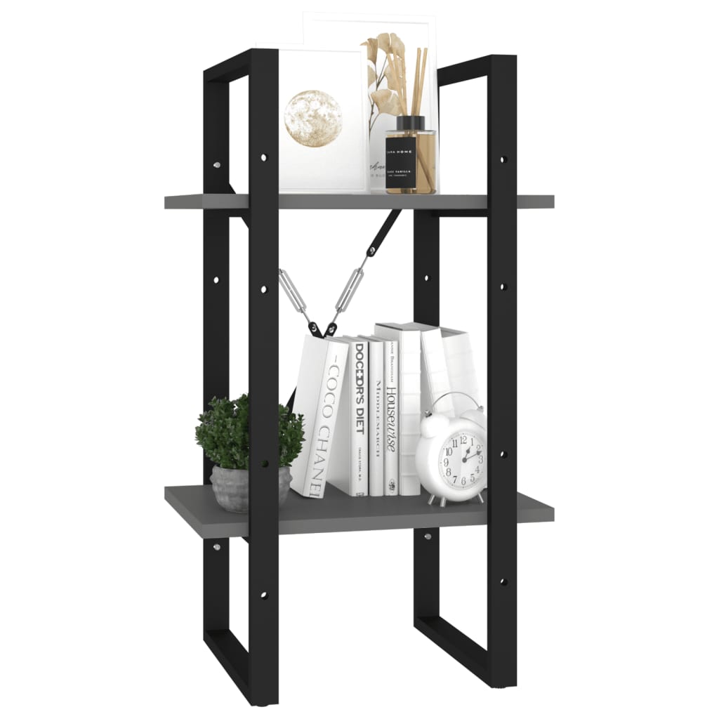 Bücherregal 2 Fächer Grau 40x30x70 cm Holzwerkstoff - Pazzar.ch