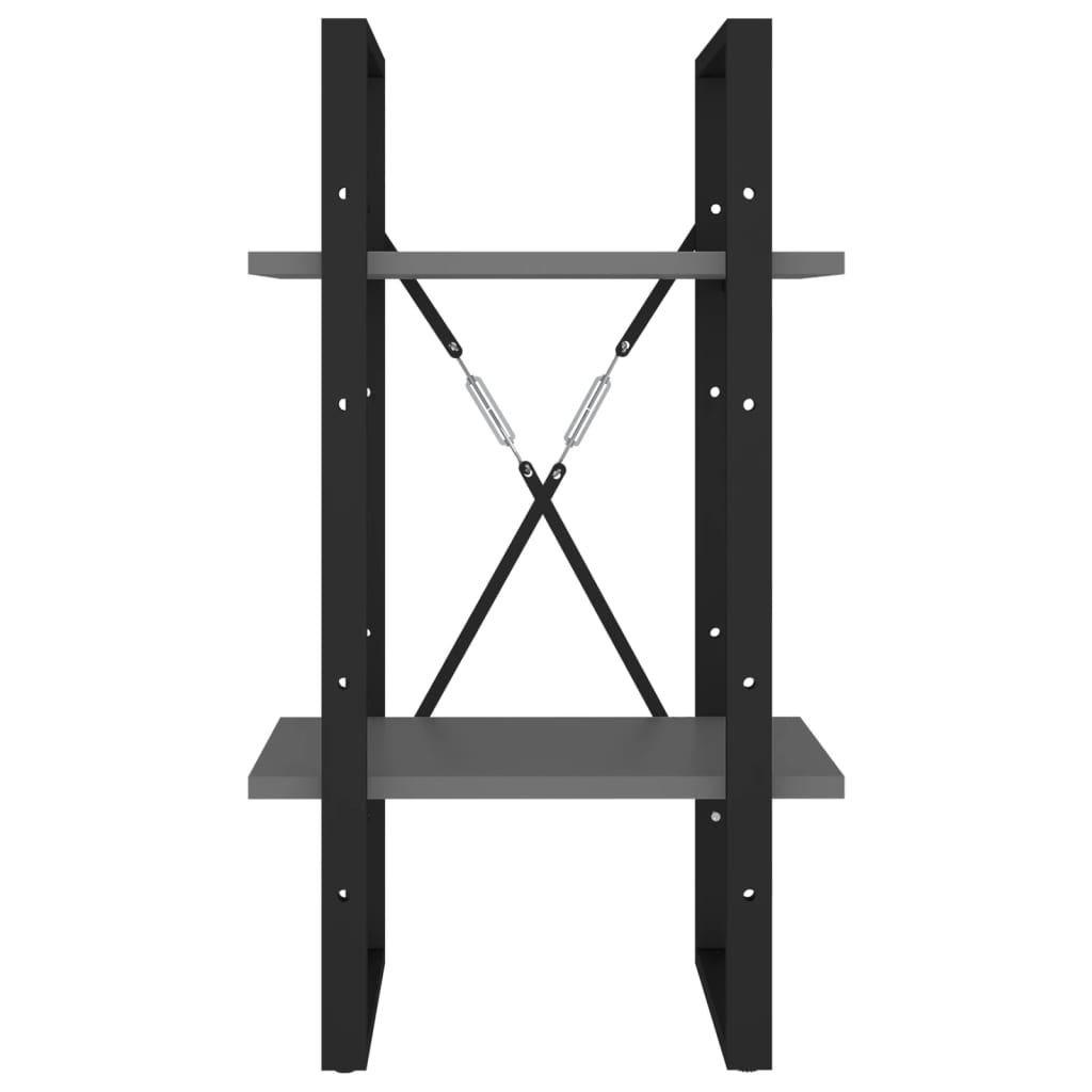 Bücherregal 2 Fächer Grau 40x30x70 cm Holzwerkstoff - Pazzar.ch