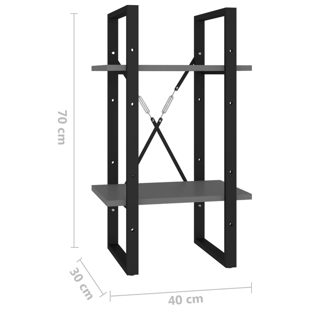 Bücherregal 2 Fächer Grau 40x30x70 cm Holzwerkstoff - Pazzar.ch