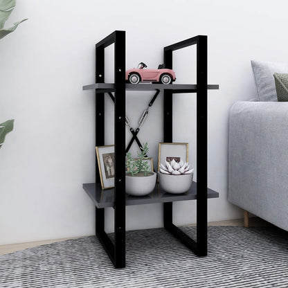 Bücherregal 2 Fächer Grau 40x30x70 cm Holzwerkstoff - Pazzar.ch