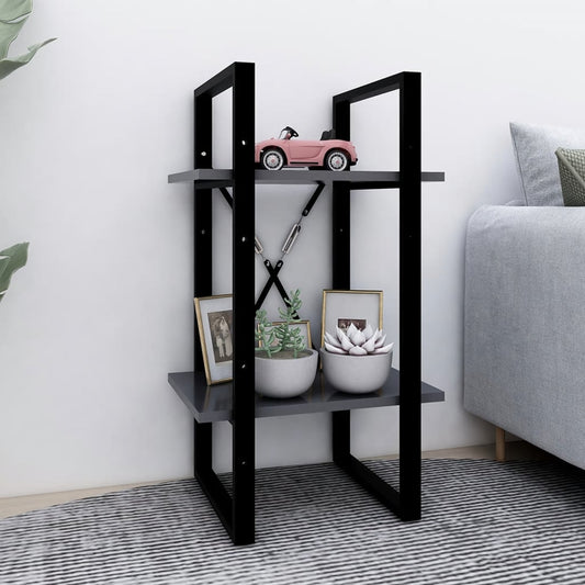 Bücherregal 2 Fächer Grau 40x30x70 cm Holzwerkstoff - Pazzar.ch