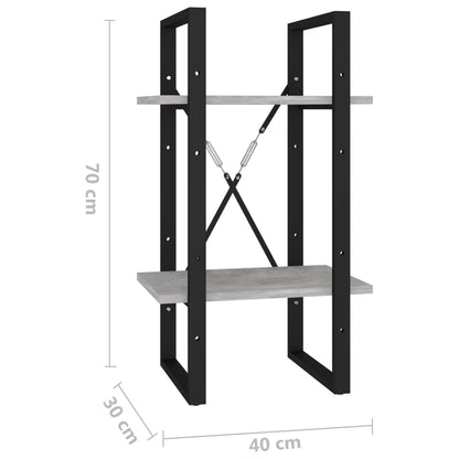 Bücherregal 2 Fächer Betongrau 40x30x70 cm Holzwerkstoff - Pazzar.ch