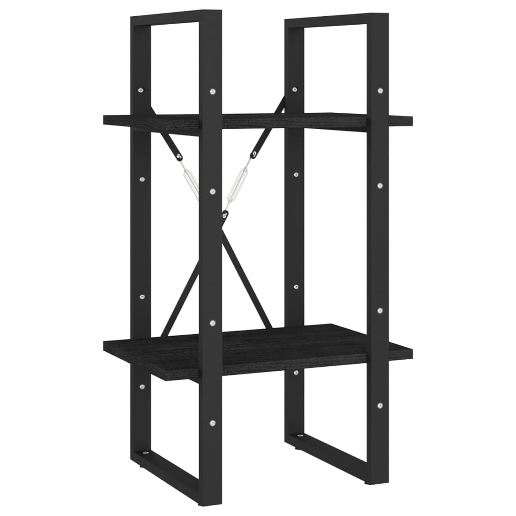 Bücherregal 2 Fächer Schwarz 40x30x70 cm Kiefer Massivholz - Pazzar.ch