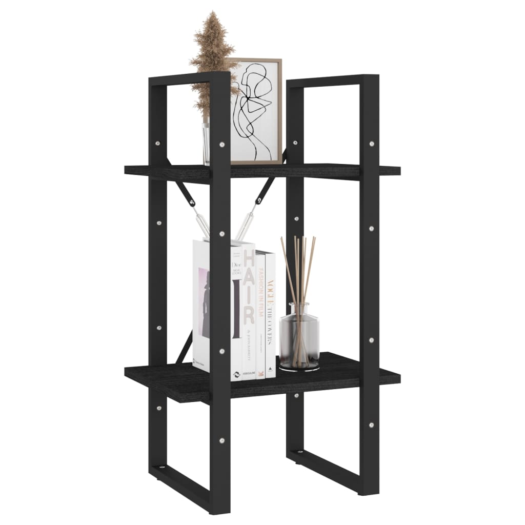 Bücherregal 2 Fächer Schwarz 40x30x70 cm Kiefer Massivholz - Pazzar.ch