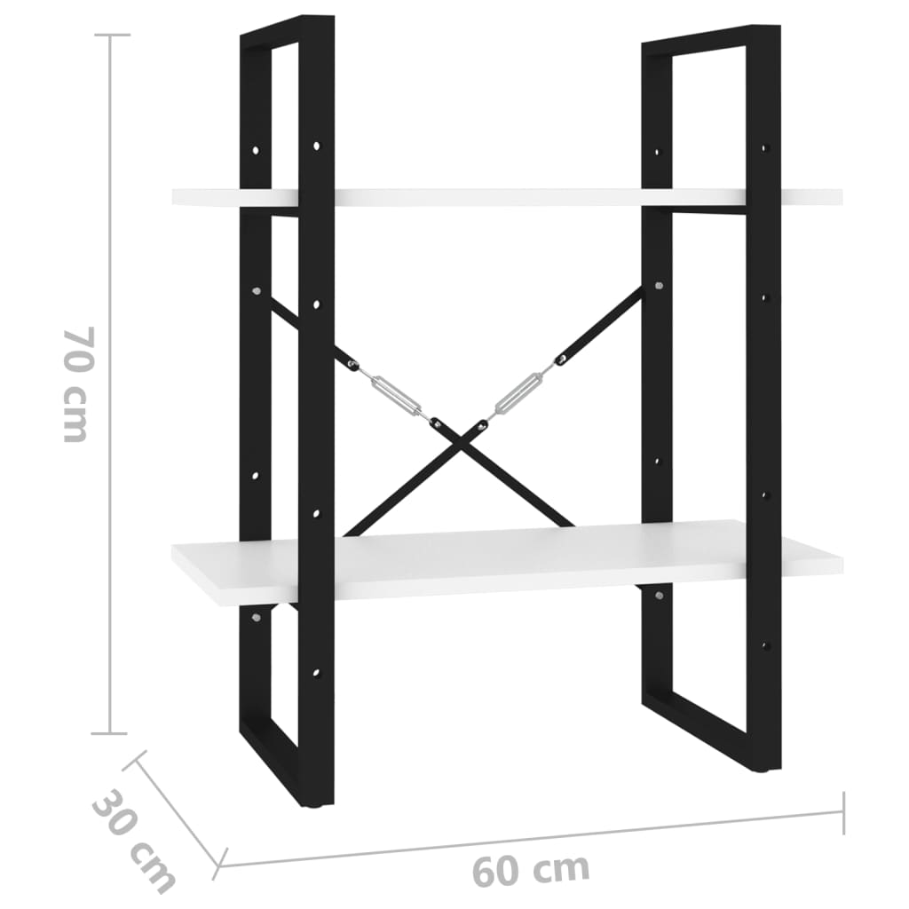 Bücherregal 2 Fächer Weiß 60x30x70 cm Holzwerkstoff - Pazzar.ch