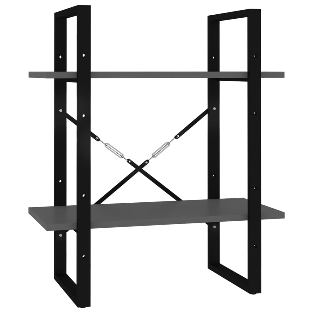 Bücherregal 2 Fächer Grau 60x30x70 cm Holzwerkstoff - Pazzar.ch
