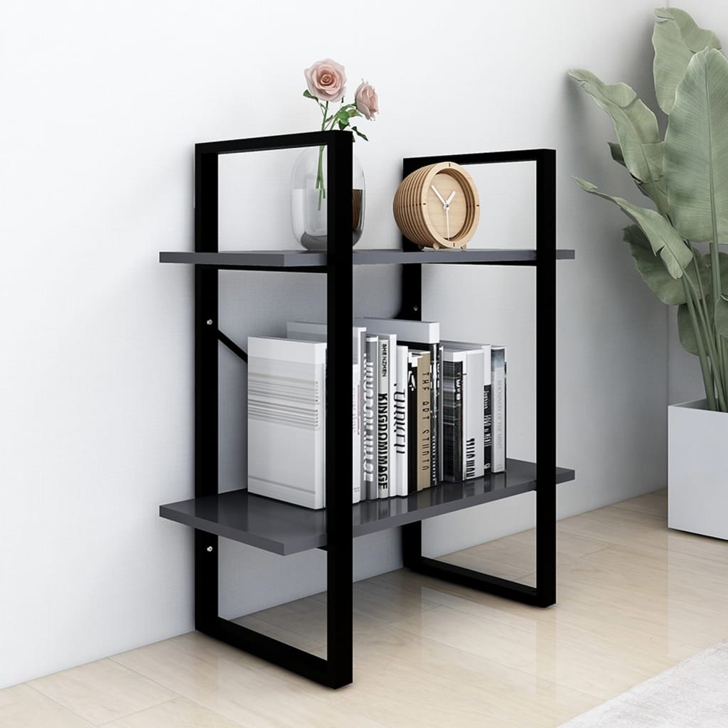 Bücherregal 2 Fächer Grau 60x30x70 cm Holzwerkstoff - Pazzar.ch