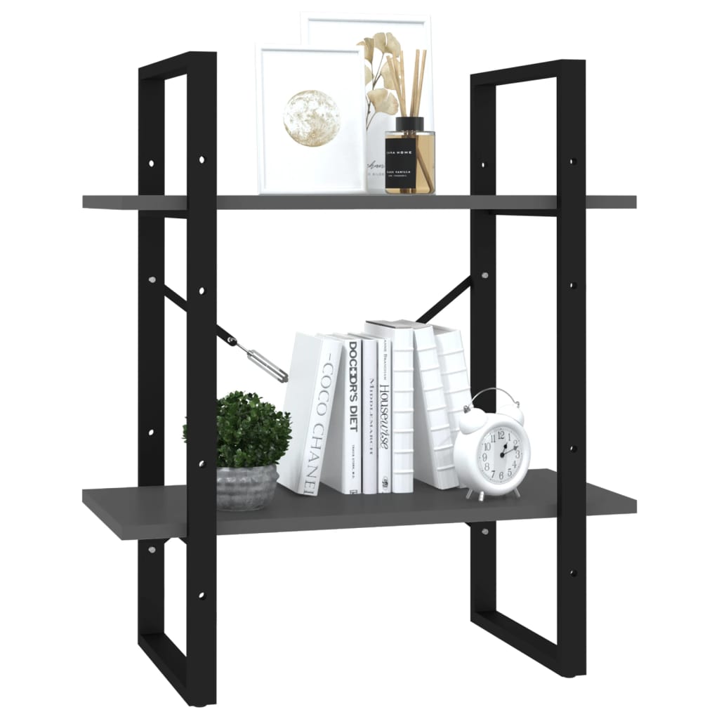 Bücherregal 2 Fächer Grau 60x30x70 cm Holzwerkstoff - Pazzar.ch