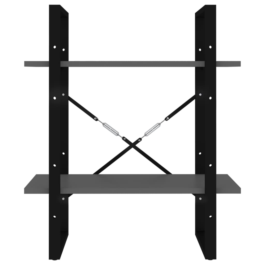 Bücherregal 2 Fächer Grau 60x30x70 cm Holzwerkstoff - Pazzar.ch