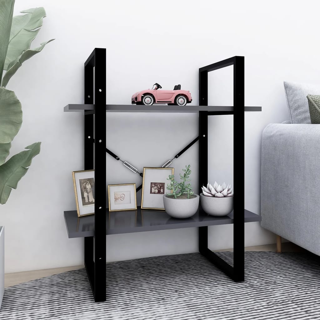 Bücherregal 2 Fächer Grau 60x30x70 cm Holzwerkstoff - Pazzar.ch