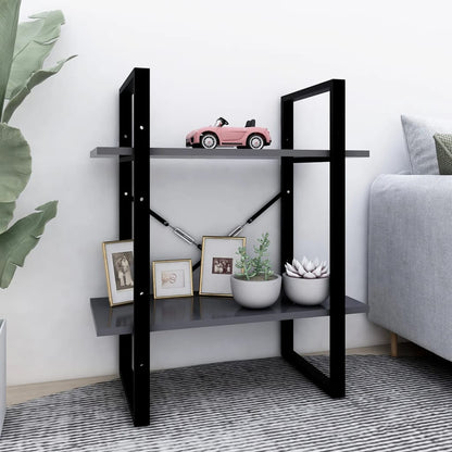 Bücherregal 2 Fächer Grau 60x30x70 cm Holzwerkstoff - Pazzar.ch