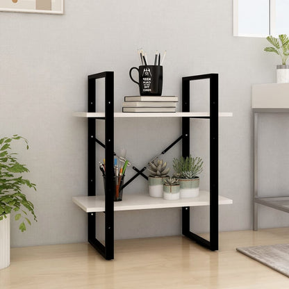 Bücherregal 2 Fächer Weiß 60x30x70 cm Kiefer Massivholz - Pazzar.ch