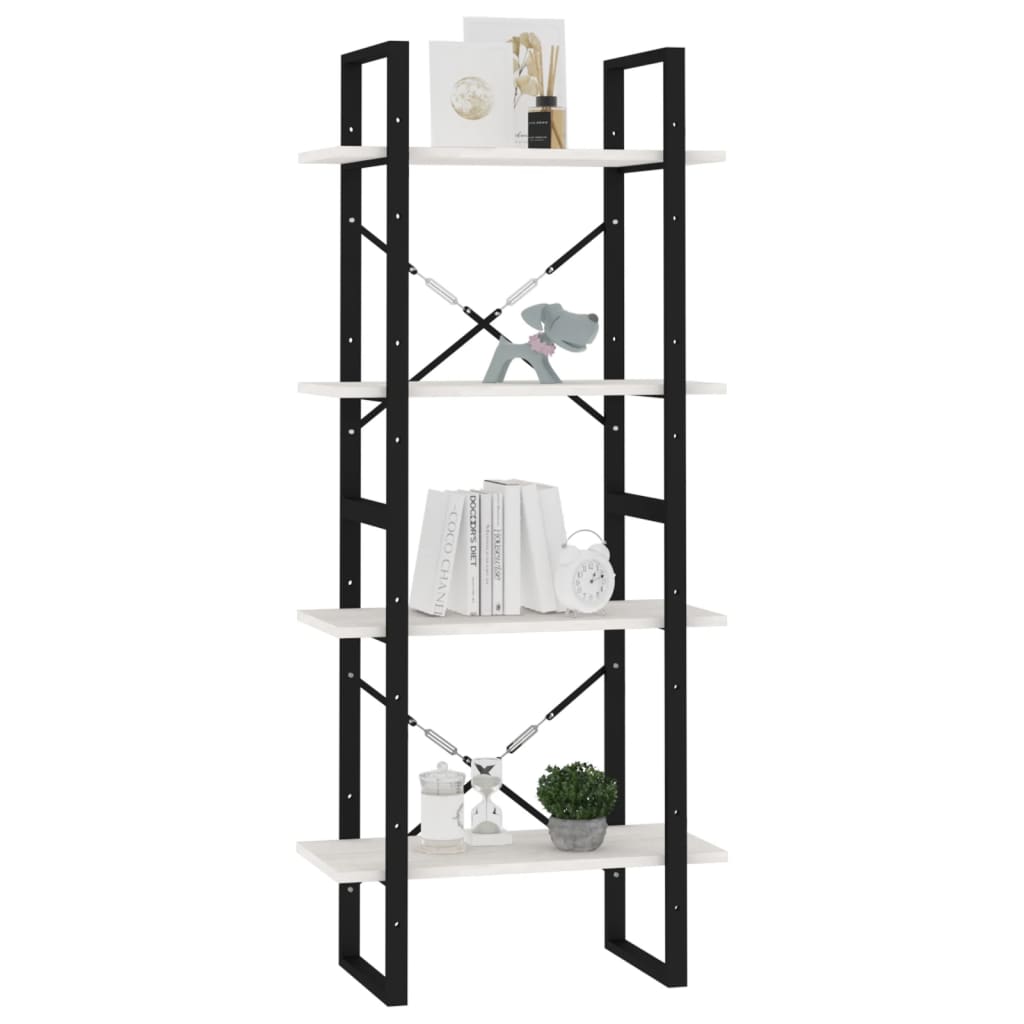 Bücherregal 4 Fächer Weiß 60x30x140 cm Kiefer Massivholz - Pazzar.ch