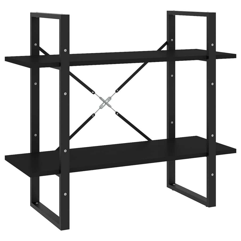 Bücherregal 2 Fächer Schwarz 80x30x70 cm Holzwerkstoff - Pazzar.ch