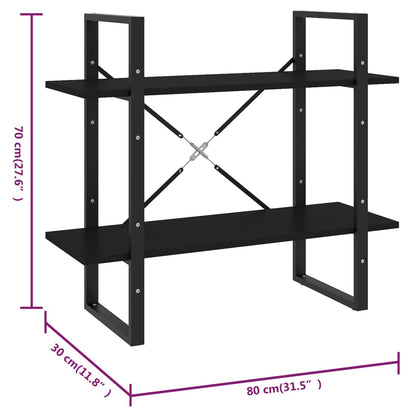 Bücherregal 2 Fächer Schwarz 80x30x70 cm Holzwerkstoff - Pazzar.ch