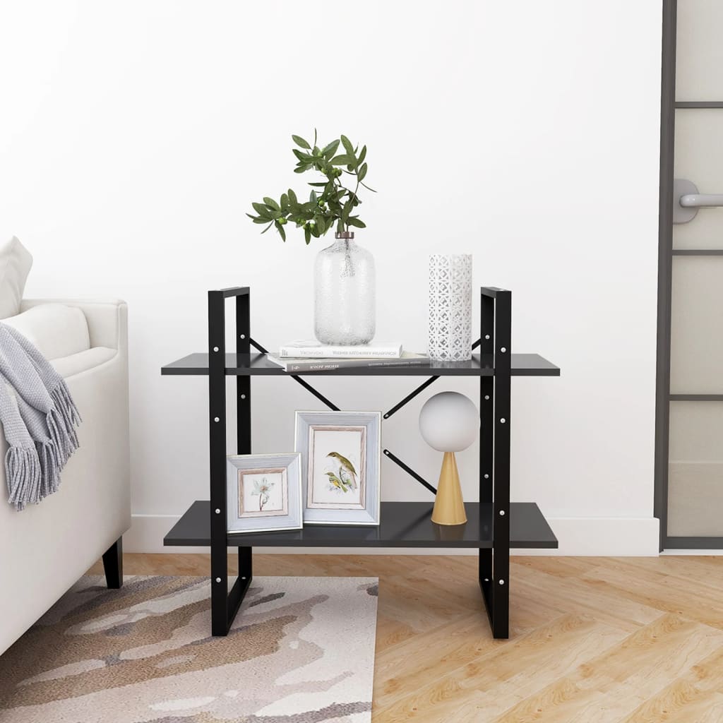 Bücherregal 2 Fächer Grau 80x30x70 cm Holzwerkstoff - Pazzar.ch