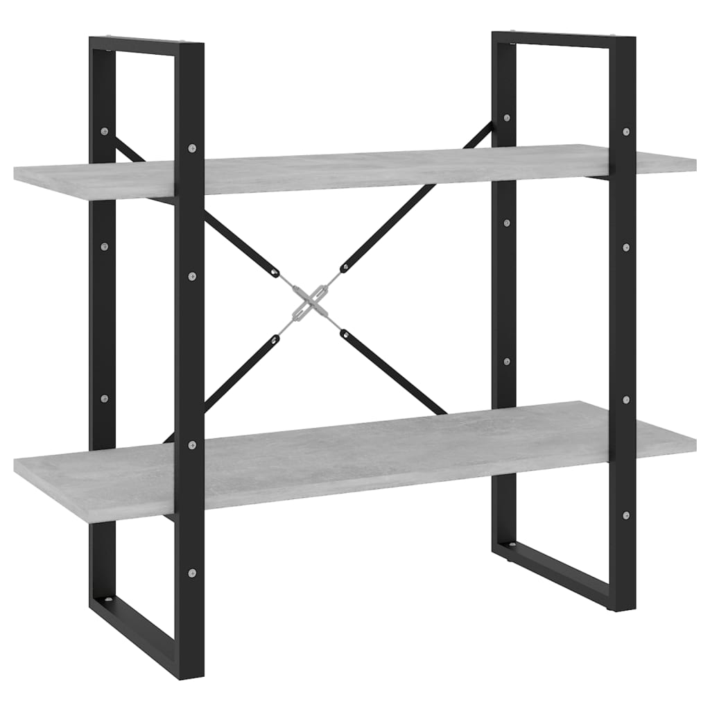 Bücherregal 2 Fächer Betongrau 80x30x70 cm Holzwerkstoff - Pazzar.ch