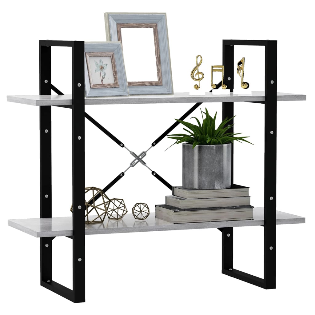 Bücherregal 2 Fächer Betongrau 80x30x70 cm Holzwerkstoff - Pazzar.ch