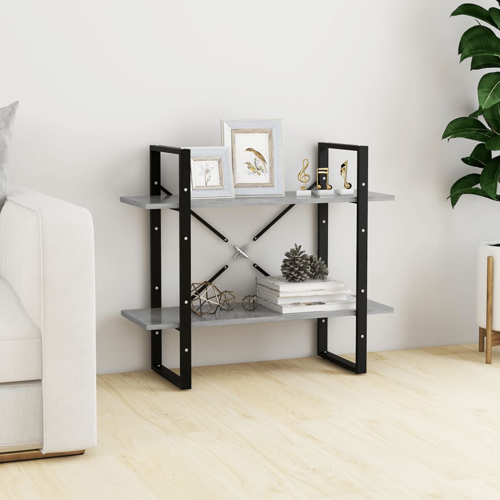 Bücherregal 2 Fächer Betongrau 80x30x70 cm Holzwerkstoff - Pazzar.ch
