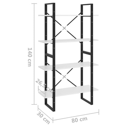 Bücherregal 4 Fächer Weiß 80x30x140 cm Holzwerkstoff - Pazzar.ch