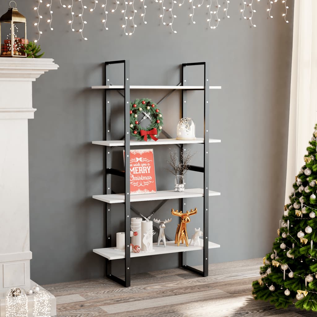 Bücherregal 4 Fächer Weiß 80x30x140 cm Holzwerkstoff - Pazzar.ch