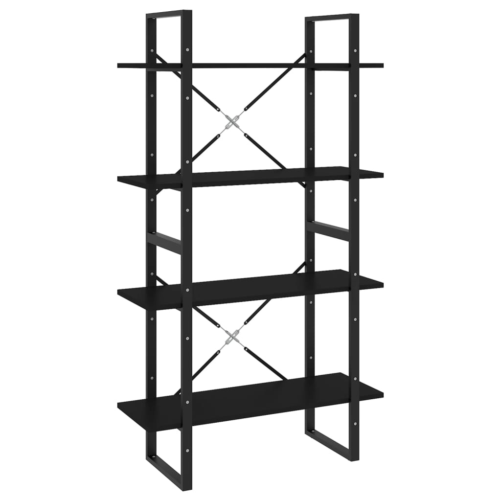 Bücherregal 4 Fächer Schwarz 80x30x140 cm Holzwerkstoff - Pazzar.ch